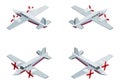 Private jet with propellers expensive isometric