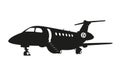 Private Jet Silhouette, Civil Business Jet Aircraft Royalty Free Stock Photo