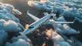 Private Jet Soaring Above Clouds at Sunset Royalty Free Stock Photo