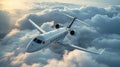 Private Jet Soaring Above Clouds at Sunset Royalty Free Stock Photo