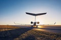 Private jet at sunset Royalty Free Stock Photo