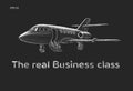 Private jet vector hand drawn sketch. Business jet illustration chalk style. Royalty Free Stock Photo