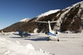 Private jets in Engadin St Moritz airport in Switzerland