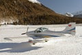 Private jets in Engadin St Moritz airport in Switzerland