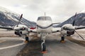 Private jets and a helicopter in the airport of St Moritz Switzerland