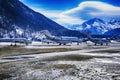 Private jets and planes in the airport of St Moritz Switzerland in the alps Royalty Free Stock Photo