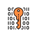 Private key, coding, cryptography, cyber security flat color line icon. Royalty Free Stock Photo