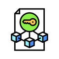 private key decentralized application color icon vector illustration