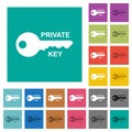 Private key square flat multi colored icons Royalty Free Stock Photo