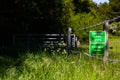 `Private land no right of way` sign in rural Suffolk countryside Royalty Free Stock Photo