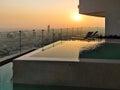 Private luxurious hotel apartment with private pool in a tower - modern design - Terrace on a high floor Royalty Free Stock Photo