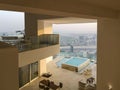 Private luxurious hotel apartment with private pool in a tower - modern design - Terrace on a high floor Royalty Free Stock Photo