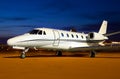 Private luxury jet is waiting for next night departure