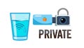 Private Media Hydration Lock Icon, vector design Generative AI Royalty Free Stock Photo