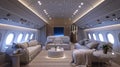 Private modern business Jet Interior Royalty Free Stock Photo