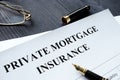 Private Mortgage Insurance PMI form Royalty Free Stock Photo