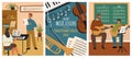 Private music lesson class vector set illustration