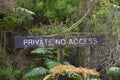 Private no access sign at rural country estate entrance Royalty Free Stock Photo