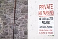 Private no parking 24 hour access required sign