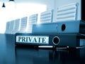 Private on Office Binder. Blurred Image. 3D. Royalty Free Stock Photo