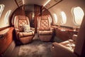 Private business plane luxury interior. AI generated.