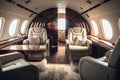 Private plane luxury interior. Created with Generative AI technology