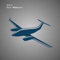 Private plane vector illustration icon. Twin engine aircraft. Vector logo.