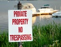 Private Property No Trespassing Sign at Lake