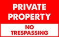 Private Property No Trespassing Warning Sign Vector Image in Red and White with Grunge Texture Royalty Free Stock Photo
