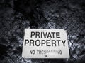 Private property sign on a fence Royalty Free Stock Photo