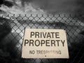 Private property sign on a fence Royalty Free Stock Photo