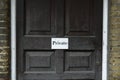 Private property sign on gate door in London keep out Royalty Free Stock Photo