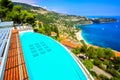 A private rooftop swimming pool overlooking the Golfe Bleu beach