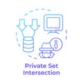 Private set intersection blue gradient concept icon