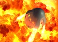 A private spacecraft escape pod takes off over the blast Royalty Free Stock Photo