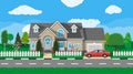 Private suburban house with car