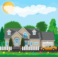 Private suburban house with fence Royalty Free Stock Photo