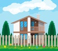 Private suburban house with fence Royalty Free Stock Photo