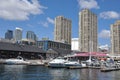 Private vessels docked in Toronto harbourfront Royalty Free Stock Photo