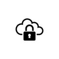 Private Web Cloud, Secure Access and Data Protection Flat Vector Icon Royalty Free Stock Photo