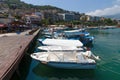 Private yachts and boats in the marina the seaport of Alanya. Royalty Free Stock Photo