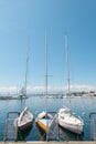 Private yachts docked in Lausanne Ouchy port, Switzerland on Lake Leman, Geneva Lake