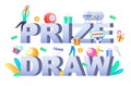 Prize draw typography banner template, vector illustration