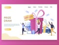 Prize draw vector website landing page design template