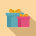 Prize gift box icon flat vector. Closed offer Royalty Free Stock Photo