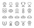 Prize icon. Awards and trophies line icons set. Editable Stroke.