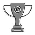 Prize sports cup for participation in sports competitions. Award to winner of tournament. Linear icon. Simple black and white