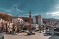 The minaret of the historical Ottoman Arasta Mosque in Prizren, Kosovo