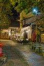 Prizren old city center by night in Kosovo