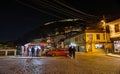 Prizren old city center by night in Kosovo